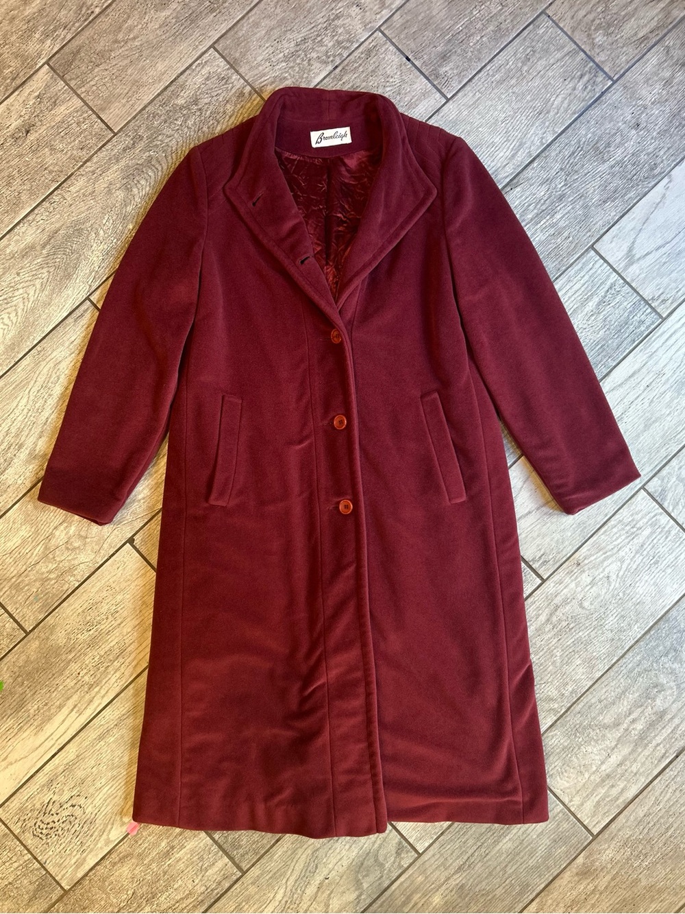 Vintage Bromleigh Burgundy Long Wool Coat
